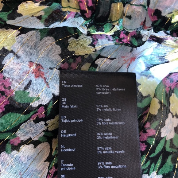 Maje Off Shoulder Floral Silk Blouse Size 1 - Picture 9 of 12